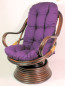 Preview: Rattan Drehsessel Linda inkl. Polster , darkbrown , Stoff violett