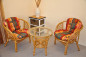 Preview: Rattangarnitur , Rattangruppe Bahama , Set 2 Rattansessel + Rattantisch inkl. Polster