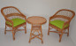 Preview: Korbmöbel Set 2 Sessel + Tisch Weide Modell Björn inkl. Sitzkissen