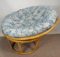 Preview: Rattan Papasansessel 110 cm cm Fb. honig Polster Stoff CALIFORNIA DREAM Janis blue
