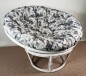 Preview: Rattan Papasansessel 110 cm cm Fb. weiß lackiert Polster Stoff CALIFORNIA DREAM IGGY black