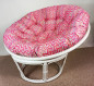 Preview: Rattan Papasansessel 110 cm cm Fb. weiß lackiert Polster Stoff CALIFORNIA DREAM Santana rose