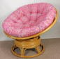 Preview: Rattan Papasansessel Papasan Drehsessel 110 cm cm Fb. honig Polster Stoff CALIFORNIA DREAM Santana rose