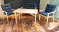 Preview: Massivholz Sitzgruppe Nordic 2+1+1 Set 2 Gartenstühle , Bank und Tisch inkl. Polster