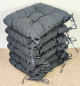 Preview: Set 6 x Stuhlkissen/Sitzkissen Lara 38 x 38 cm Dicke 8 cm, Fb. Colore antracite (anthrazit) mit Schleifen