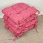Preview: Set 4 x Stuhlkissen/Sitzkissen Lara 38 x 38 cm Dicke 8 cm, Fb. Color rosa antico (alt rosa) mit Schleifen