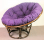 Preview: Rattan Papasansessel inkl. Polster , Gr. D 110 cm , Polster violett