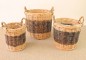 Preview: 3er Set Rattan Holz- und Kaminkörbe