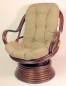 Preview: Rattan Drehsessel Linda inkl. Polster , darkbrown , Stoff dunkelgrau