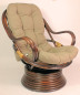 Preview: Rattan Drehsessel Linda inkl. Polster , darkbrown , Stoff dunkelgrau