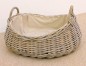 Preview: Rattan Kaminkorb Holzkorb inkl. Leinenfutter Fb. gray 62x50 cm H 28/36 cm