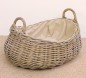 Preview: Rattan Kaminkorb Holzkorb inkl. Leinenfutter Fb. gray 62x50 cm H 28/36 cm