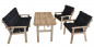 Preview: Massivholz Sitzgruppe Nordic 2+1+1 Set 2 Gartenstühle , Bank und Tisch inkl. Polster