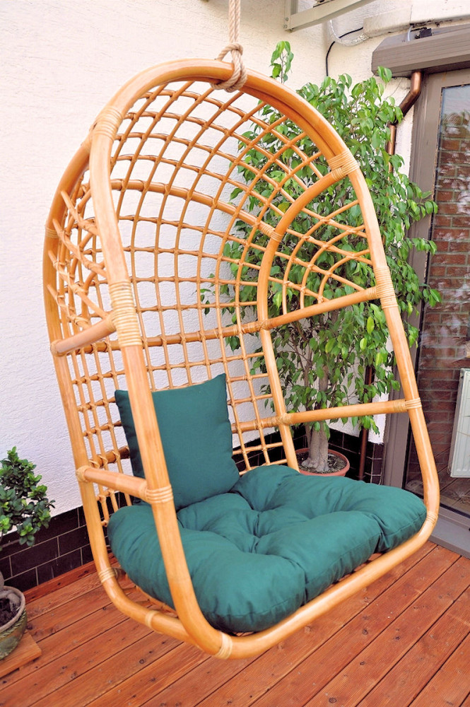 Rattan Hängeschaukel , Hängesessel inkl. Polster Gr. XL , Korbfarbe honig
