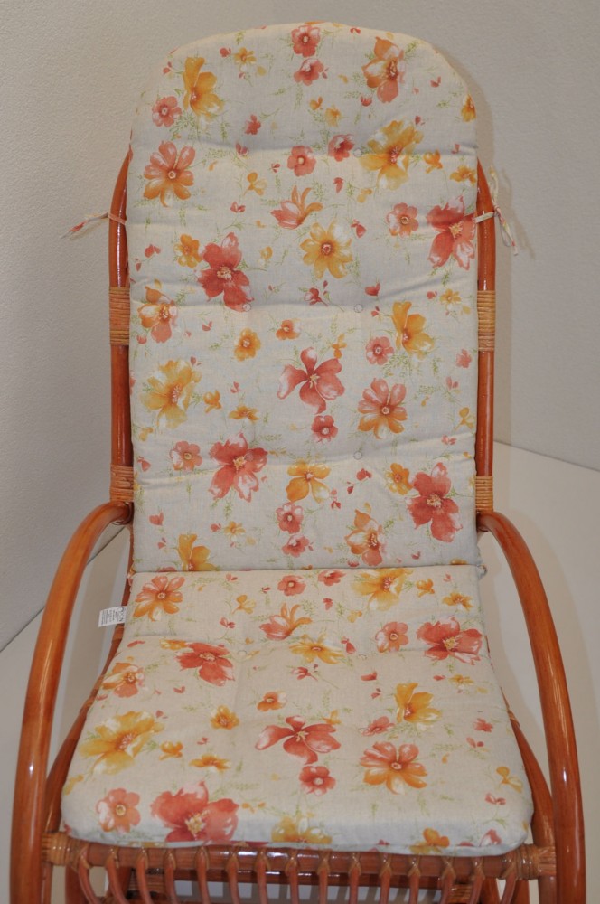 Polster für Schaukelstuhl , Ersatzpolster Rattan Schaukelstuhl Gr. 125 x 50 x 7 cm, Fb. Mirha Leinen Flower