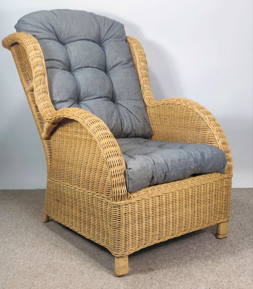 Rattansessel EAR , Rattan Ohrensessel honigfaben inkl. Polster dark gray