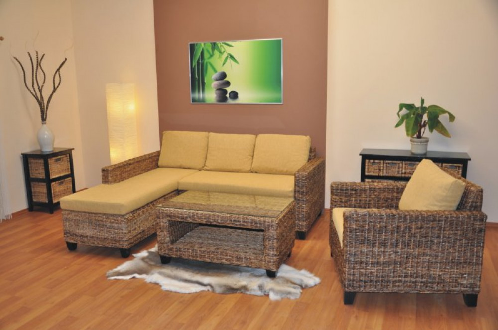 Rattansofa , Sitzgruppe Penang + Sessel