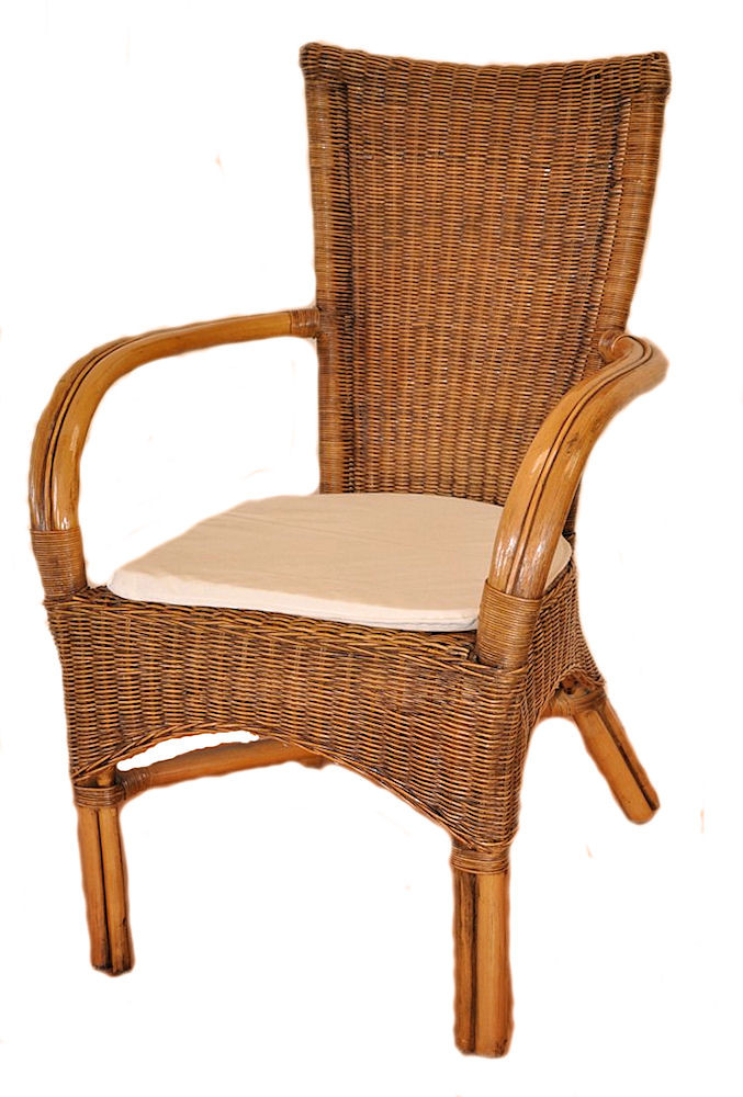 Rattanstuhl / Esstischstuhl / Armlehnstuhl "Wanuta" toast brown