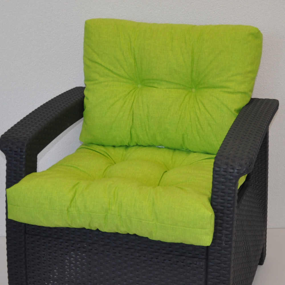 Kissen / Polster für PE - Rattanmöbel , Set Sitz + Rücken , Colore verde chiaro (hellgrün)
