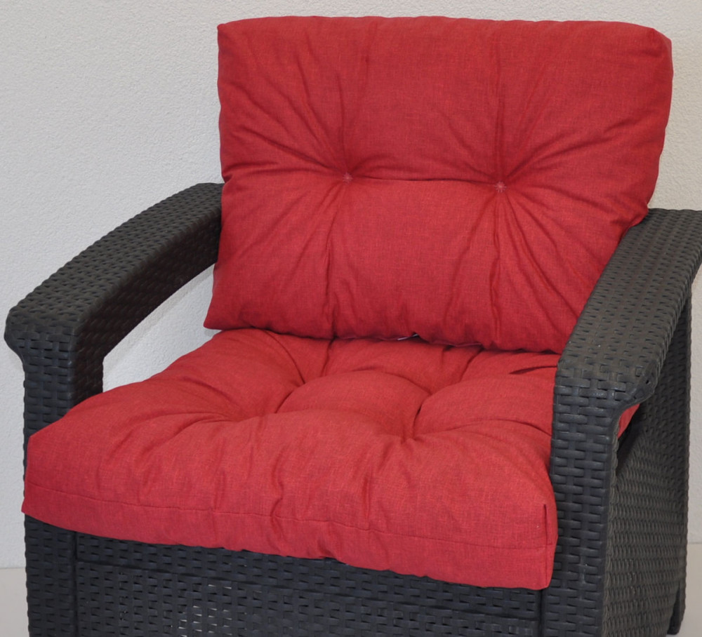 Kissen / Polster für PE - Rattanmöbel , Set Sitz + Rücken , Colore rosso (rot)