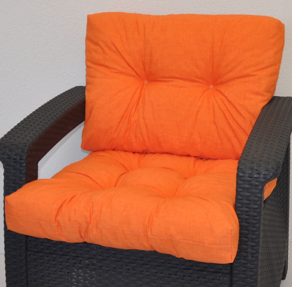 Kissen / Polster für PE - Rattanmöbel , Set Sitz + Rücken , Colore arancione (orange)