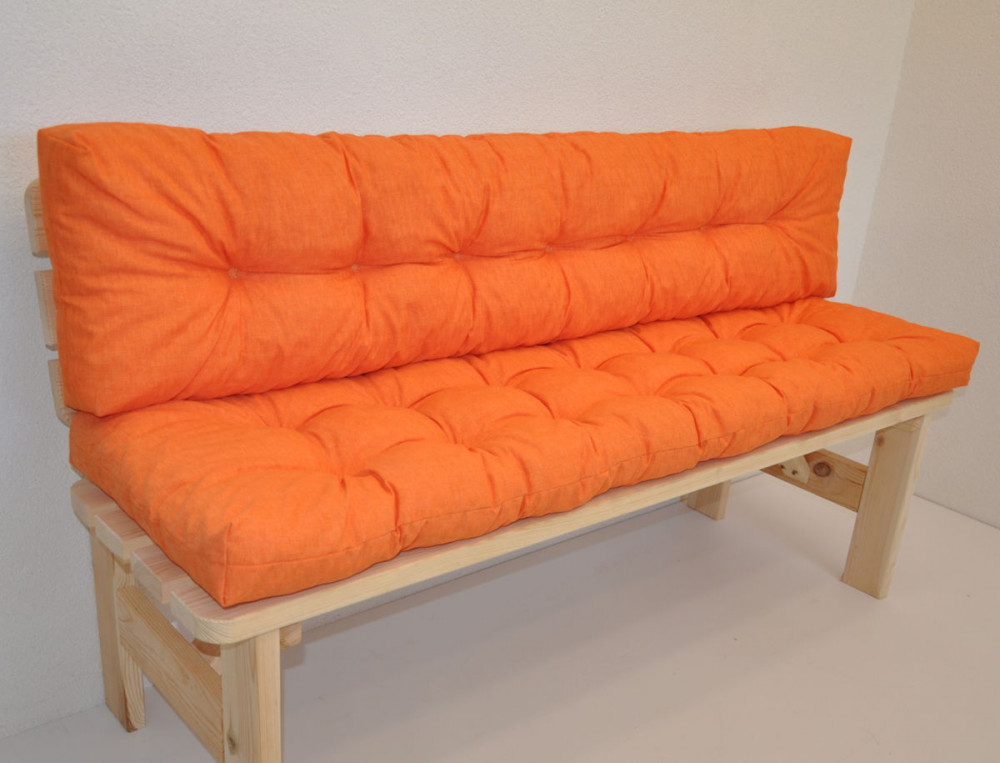 Premium Kissen / Polster für Gartenbank / Bankkissen 150 cm Colore arancione (orange)