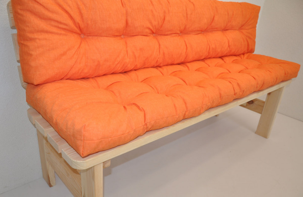 Premium Kissen / Polster für Gartenbank / Bankkissen 150 cm Colore arancione (orange)