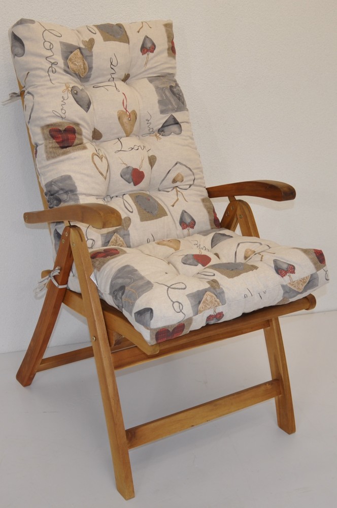 Polster für Gartenstuhl , Schaukelstuhl Sevila , Gr. 125 x 55 cm , Mirha Leinen Love