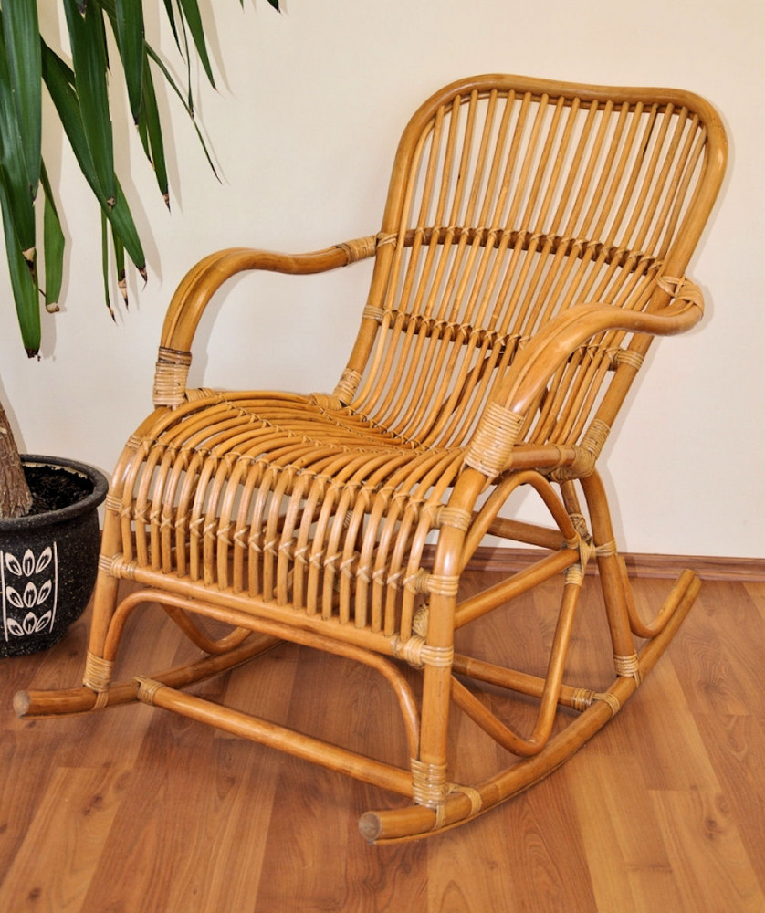 Rattan Schaukelstuhl Rocking Chair , Fb. honig