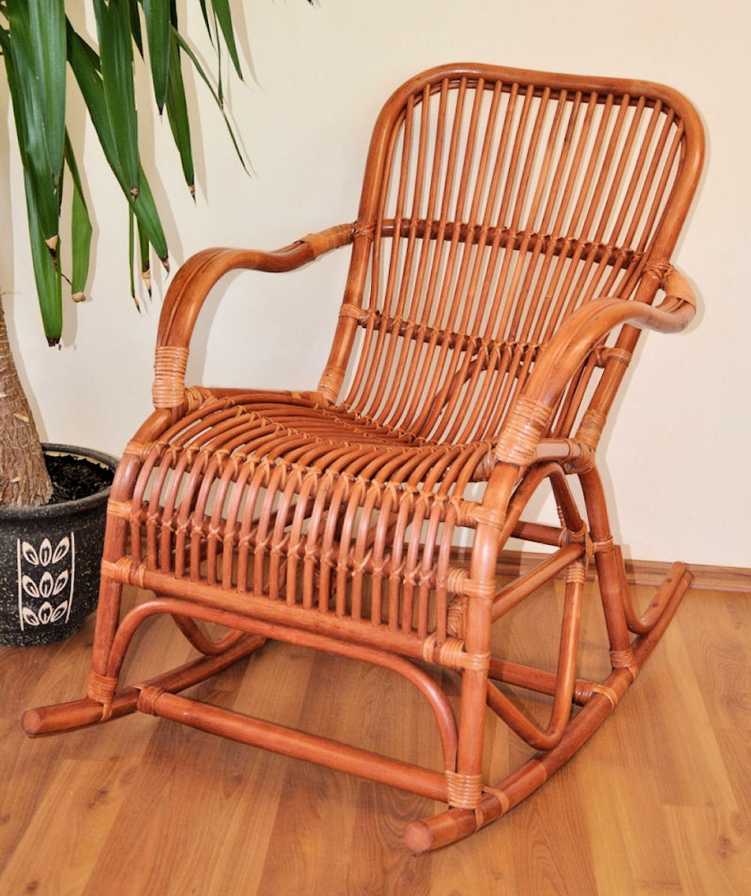 Rattan Schaukelstuhl Rocking Chair , Fb. cognac