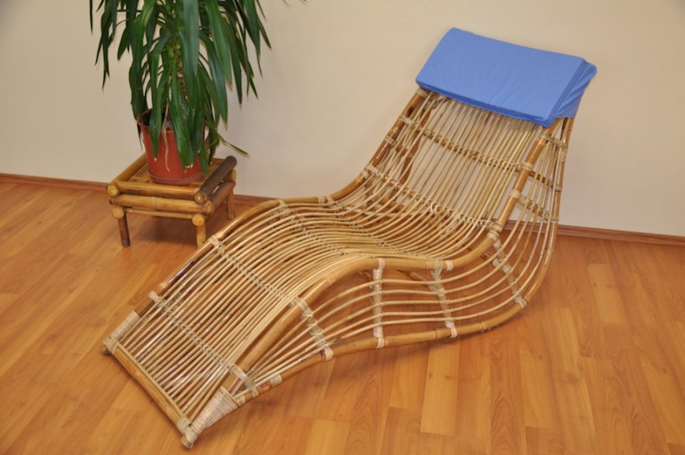 Rattan Liege, Rattanliege Körperformliege, Rattan Pool Chair, Fb. Koobo Natur