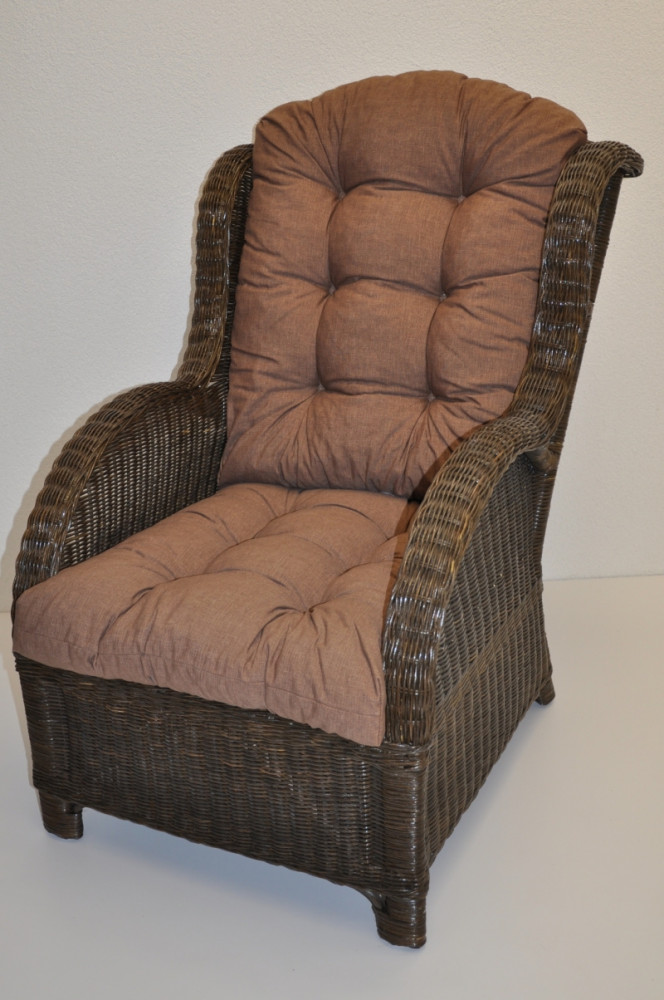 Rattan Ohrensessel , Rattansessel , Relexsessel , Hochlehner inkl. hochwertigen Polster . Korbfarbe : darkbrown