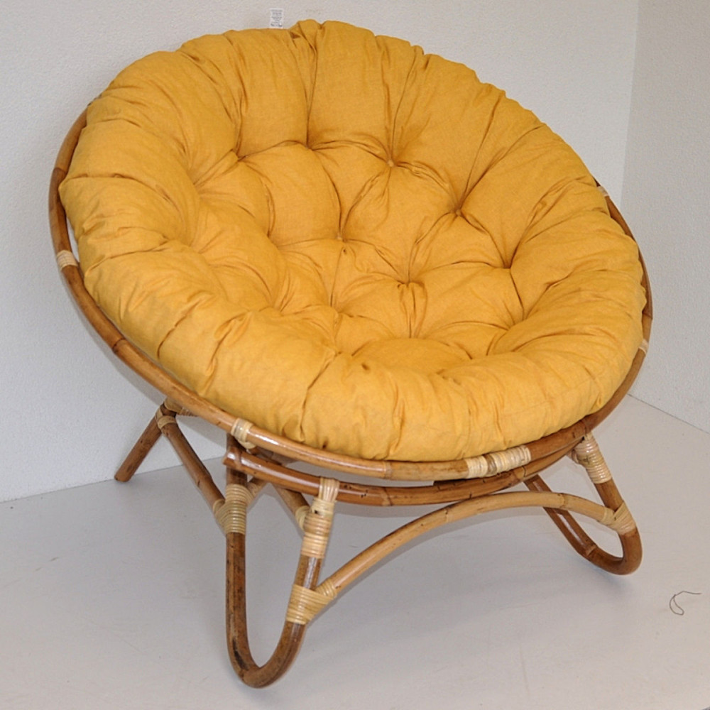 XXL Rattan Papasansessel / Rattansessel, Papasan inkl. Polster Fb. gelb