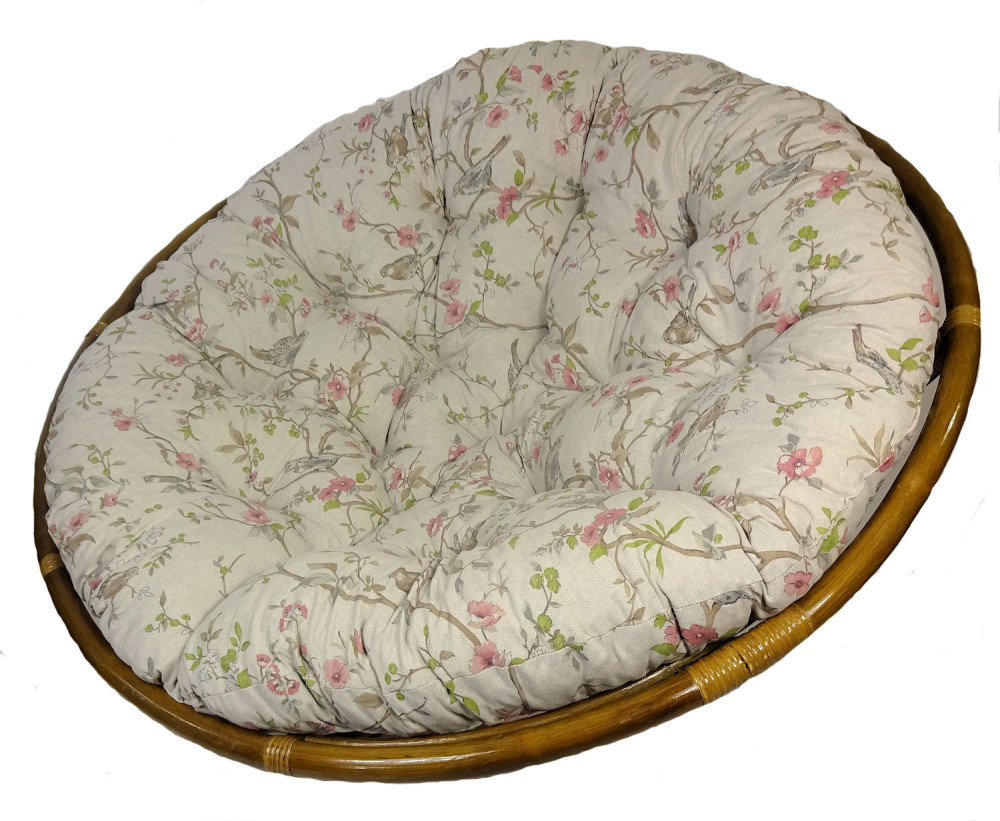 Polster , Kissen für Papasansessel , Ersatzpolster Papasan D 120 cm , Stoff Mirha Leinen Birdy