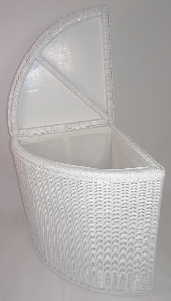 Rattani.de - Rattan Eckwäschekorb, Wäschekorb, Wäschebehälter Fb. weiß