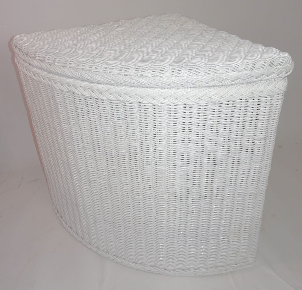 Rattani.de - Rattan Eckwäschekorb, Wäschekorb, Wäschebehälter Fb. weiß