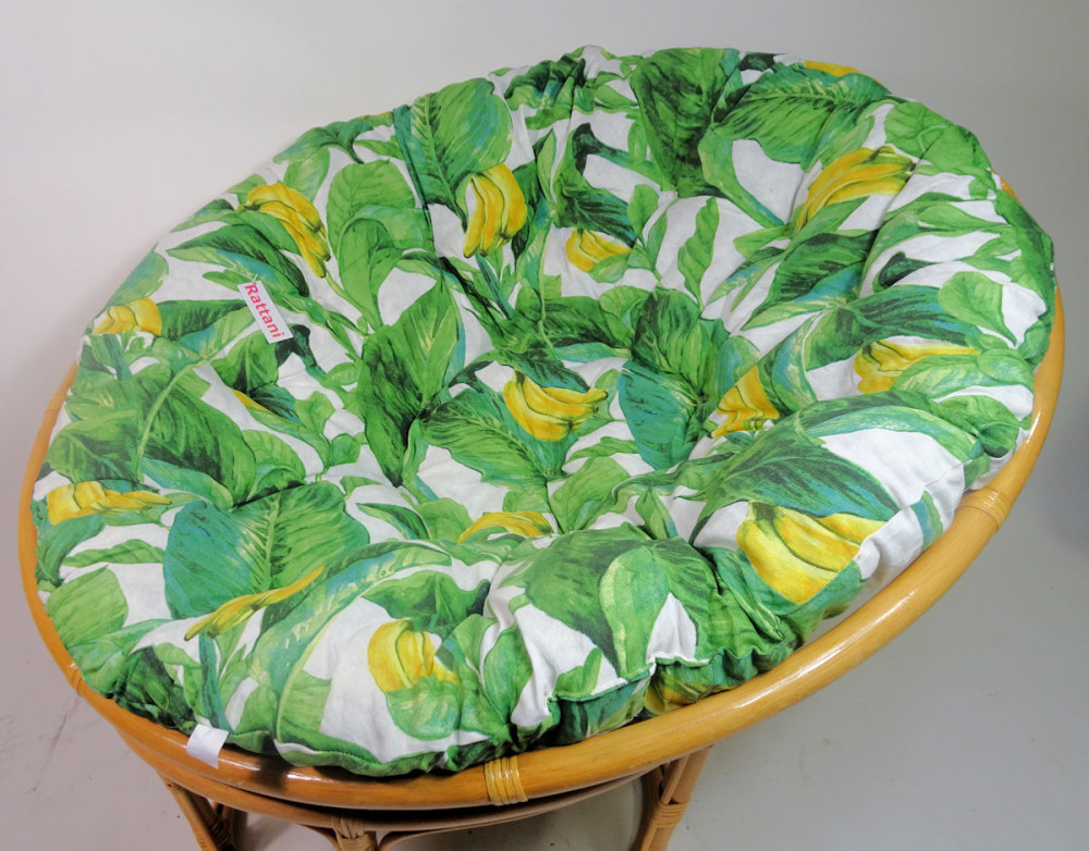 Rattani - Polster, Kissen, Auflage, Ersatzpolster für Rattan Papasansessel, Stoff Dschugel Banana, D 120 cm, Made in EU