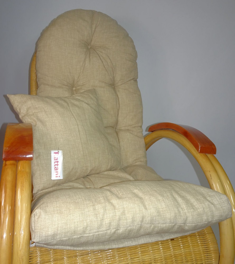 Rattani Auflage/Polster für Schaukelstuhl, Liegestuhl, Ersatzpolster Gr. 130 x 50 x 12 cm + Zierkissen Stoff Nuevo Loneta - Made in EU