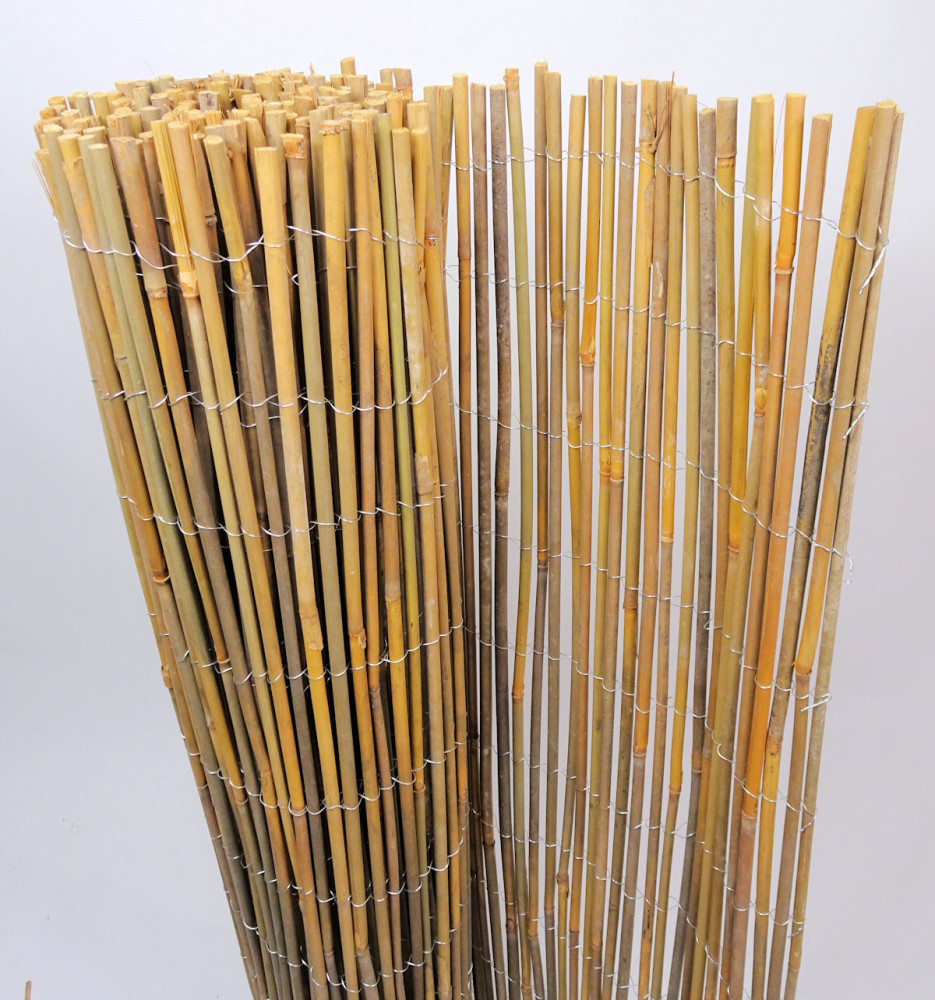 Bambuszaun, Bambus Sichtschutzmatte, Bambusmatte 300 cm H 100 cm, Vollrohr 1cm