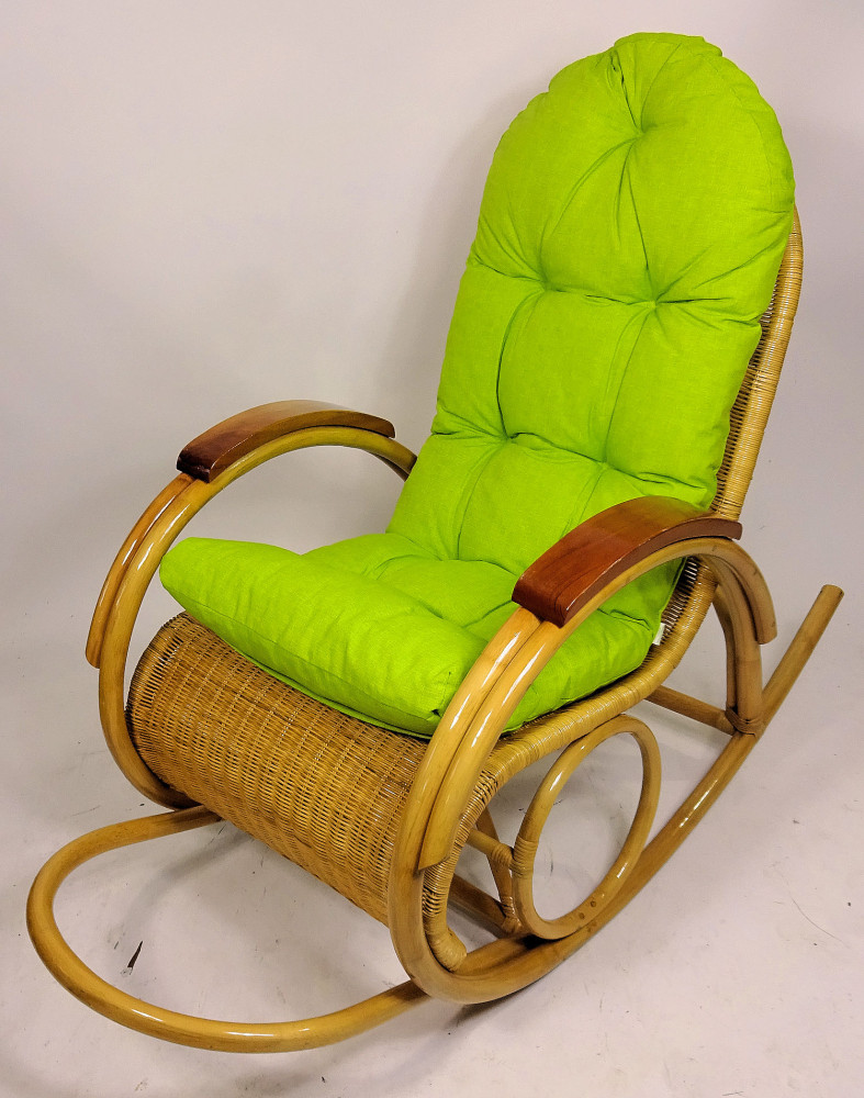 Rattan Schaukelstuhl / Rattan Schaukler , Korbfarbe honig . Robuste , stabile Verarbeitung ! Inkl. Polster