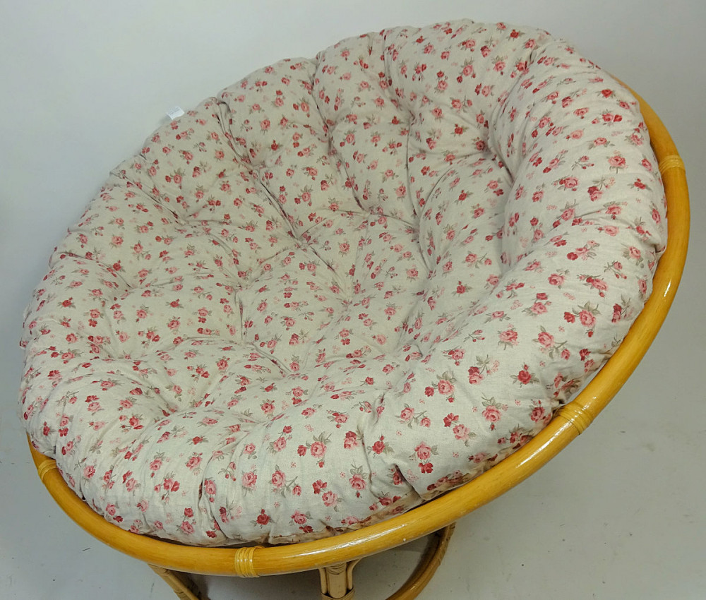 Polster , Kissen für Papasansessel , Ersatzpolster Papasan D 120 cm , Stoff Mirha Leinen Rose