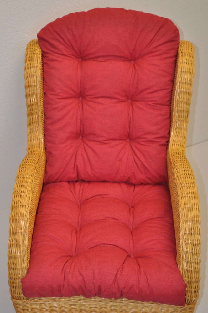 Polster / Kissen für Rattan Ohrensessel Fb.Colore rosso (rot) , 2 teiliges Set . Top Qualität !