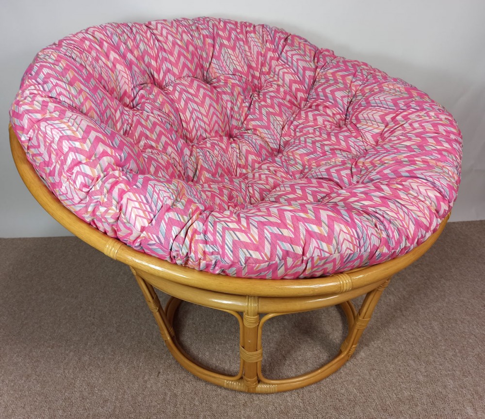 Rattan Papasansessel 110 cm cm Fb. honig Polster Stoff CALIFORNIA DREAM Santana rose