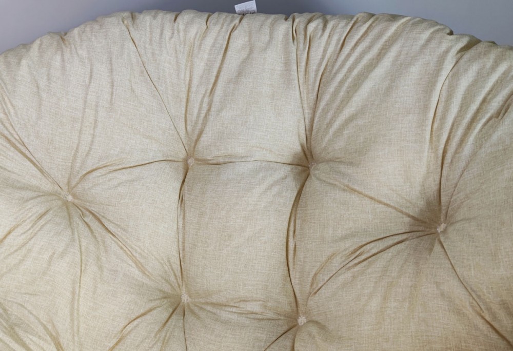 Rattan Papasan Sessel inkl. hochwertigen Polster, D 115 cm, Fb. Darkbrown, Polster Mirha Uni Living beige