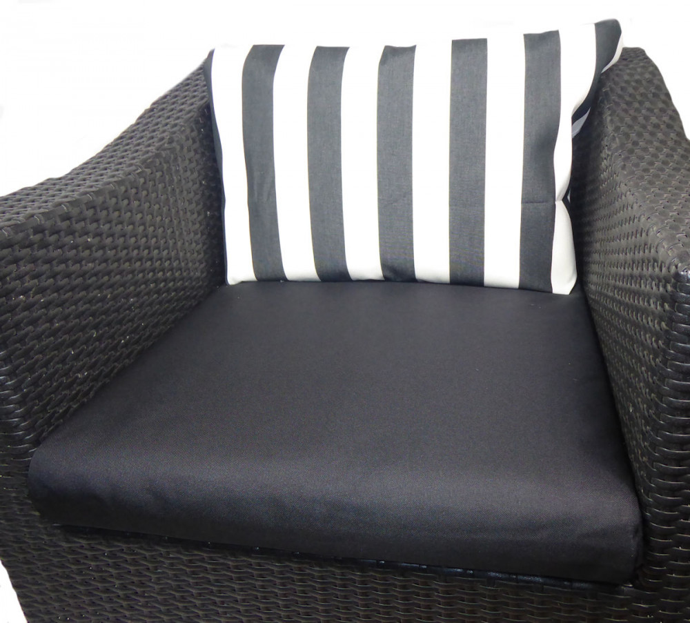 Kissen / Polster für PE - Rattanmöbel , Set Sitz + Rücken Uni/Stripe Black Telfon