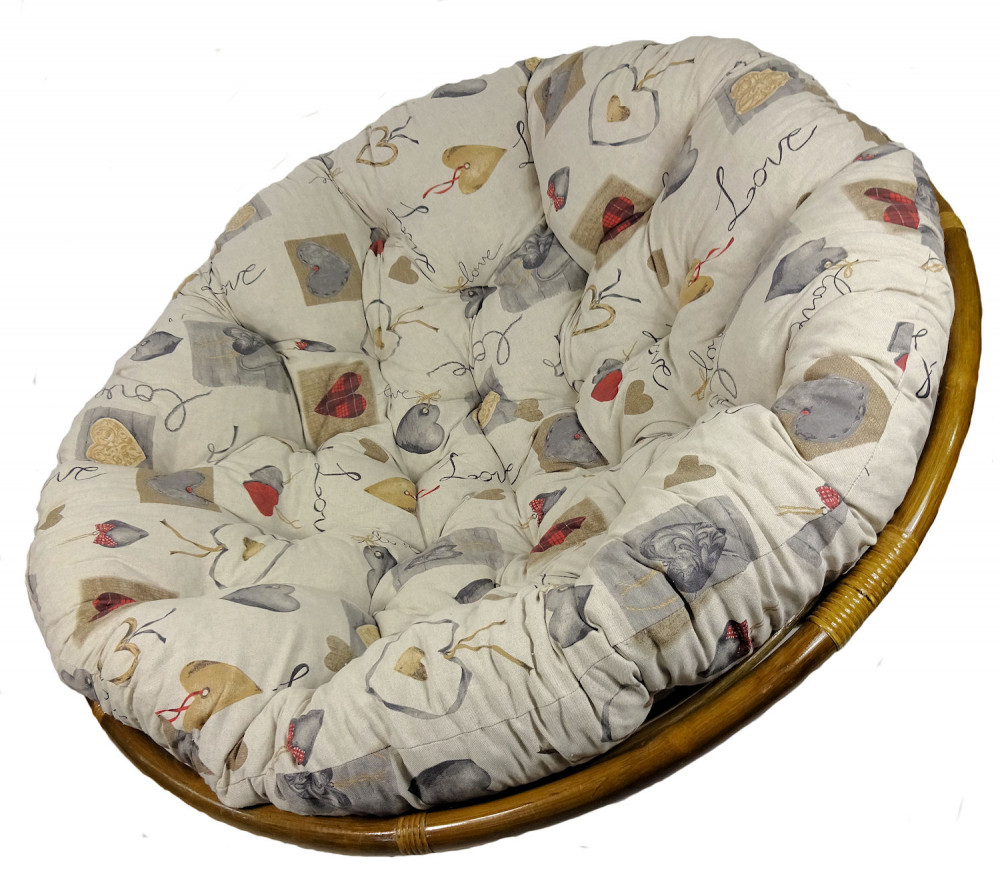 Polster , Kissen für Papasansessel , Ersatzpolster Papasan D 130 cm , Stoff Mirha Leinen Love