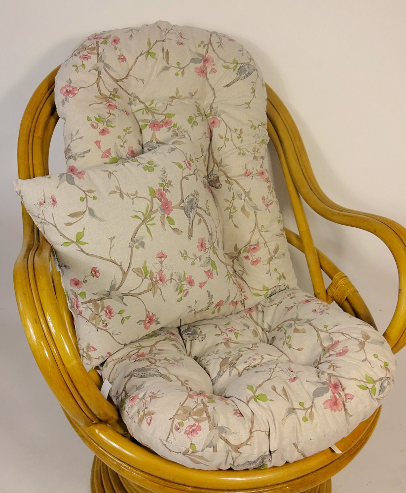 Polster , Kissen für Drehsessel / Schaukelstuhl Ersatzpolster L 135 cm , Stoff Mirha Leinen Birdy + Zierkissen
