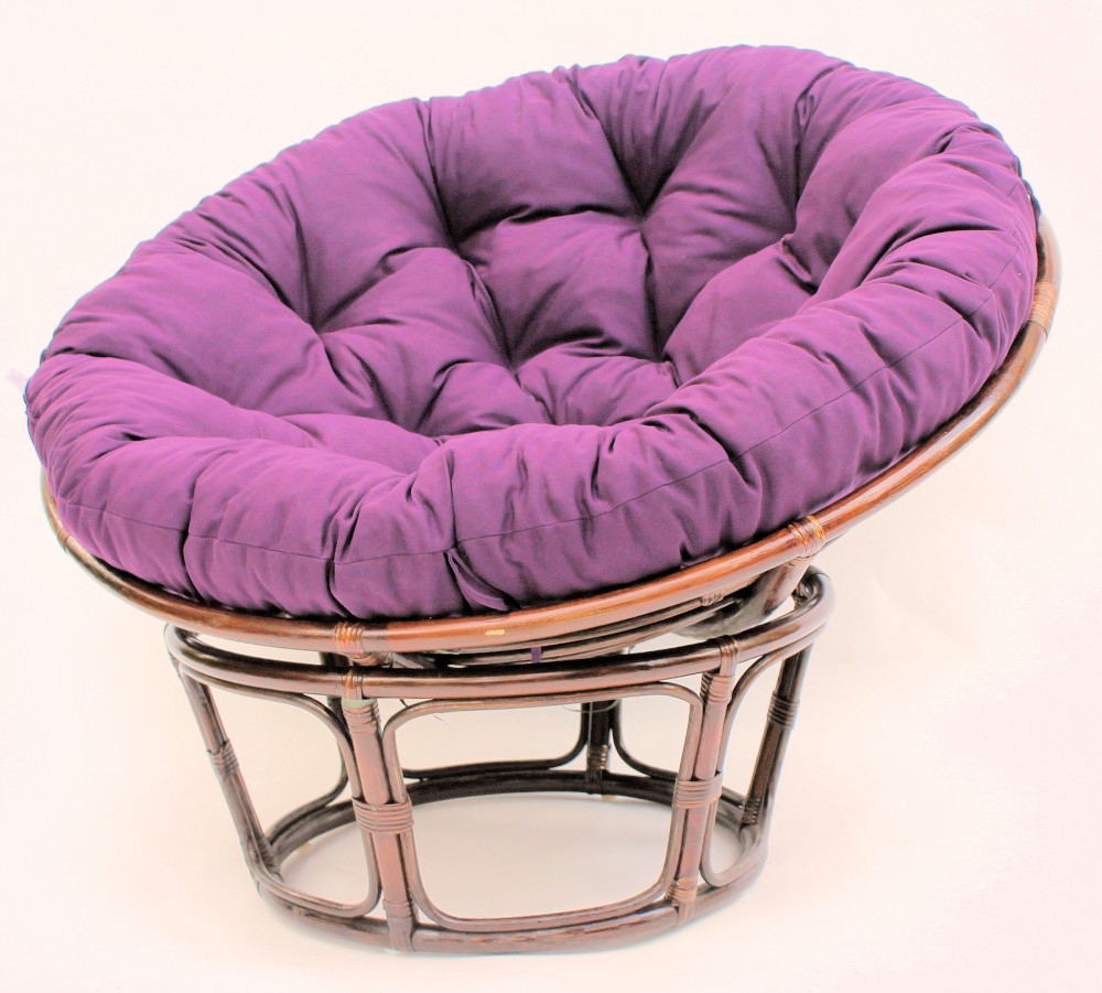 Rattan Papasansessel inkl. Polster , Gr. D 110 cm , Polster violett