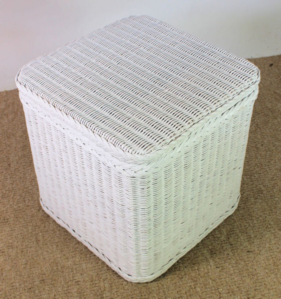 Rattani.de - Rattan Wäschekorb / Wäschetruhe "Eckig" Fb. Weiß Lackiert