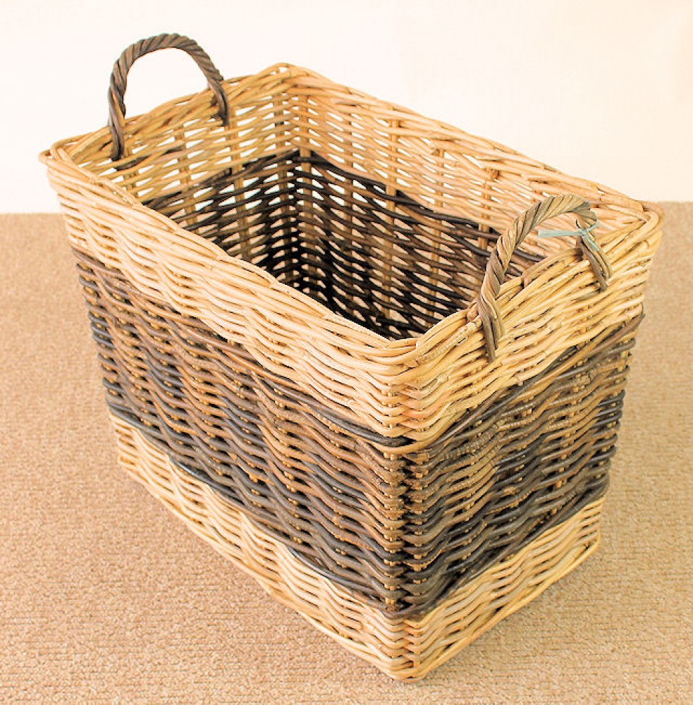 Rattan Kaminkorb / Holzkorb rechteckig